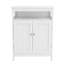 Armoire de rangement pour salle de bain en blanc, modèle à double porte, peint, espace abondant, instructions d'assemblage sans effort