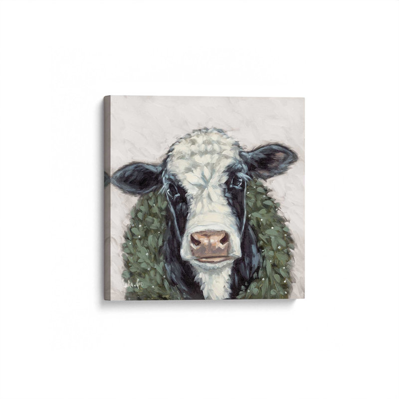 «Daisy the Cow» par Sara G. Designs, reproduction d'art, L 30 po x H 30 po, Ne s’applique pas, Toile non encadrée