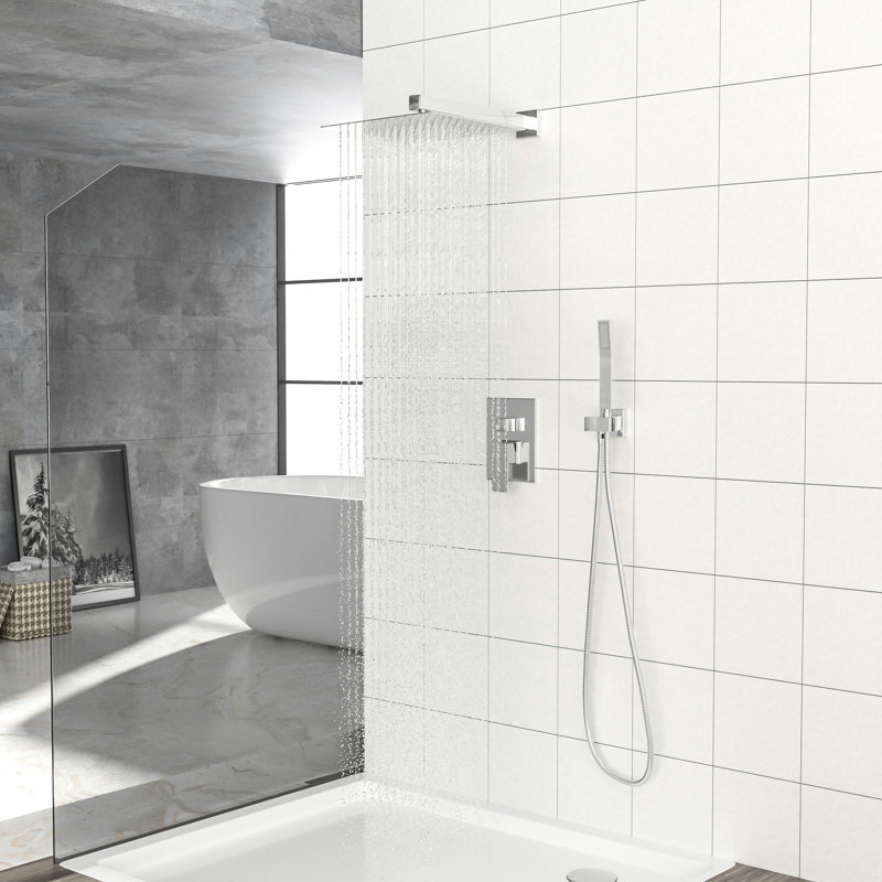 Douche carrée double, avec soupape équilibrée et à main pour une expérience agréable en acier inoxydable, avec options de pluie