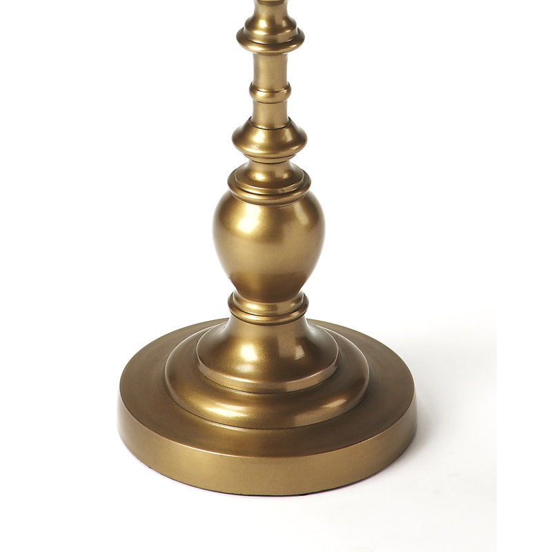 Darien Round Pedestal 10"W Side Table, Antique Gold