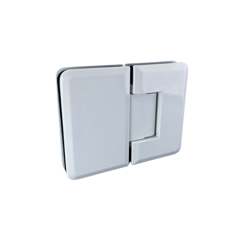 Charnière de porte de douche verre à verre 180 degrés d'épaisseur de verre 3/8 po et 1/2 po finition blanche, Blanc brillant