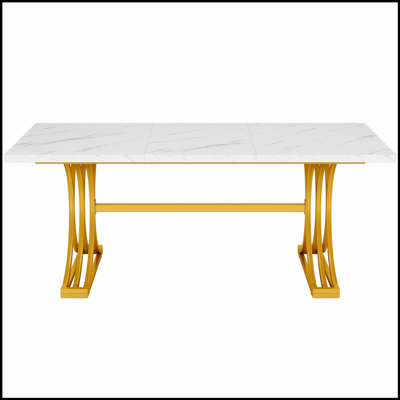 Bureau de direction moderne de 63 pouces avec pieds en X élégants et plateau en faux marbre, idéal pour le bureau à domicile et les bureaux