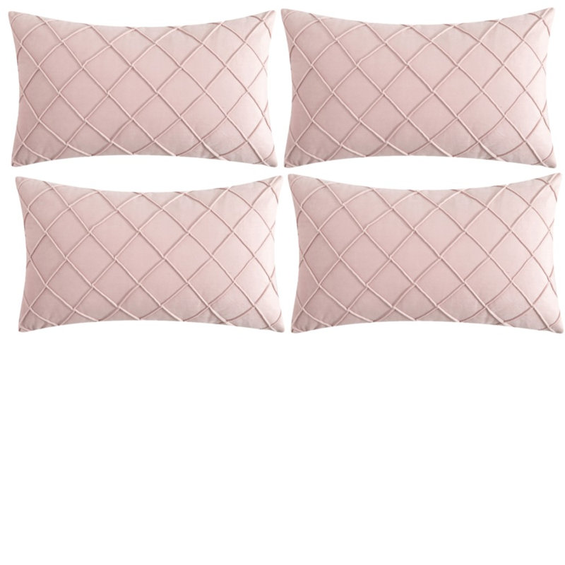HCN_Set de 4 coussins décoratifs en velours, Rose