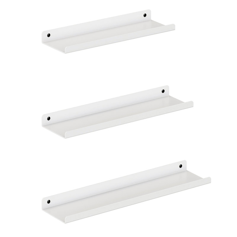 3 Piece Metal Floating Shelf, White