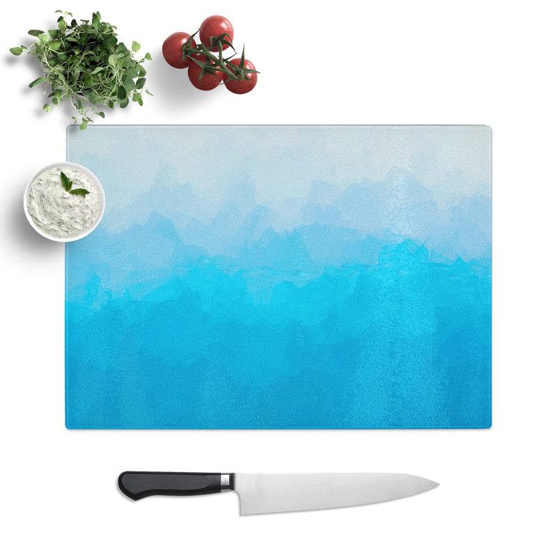Tempered Glass Tranquil Ocean in Abstract Chopping Board, 28.5 cm W x 20 cm L