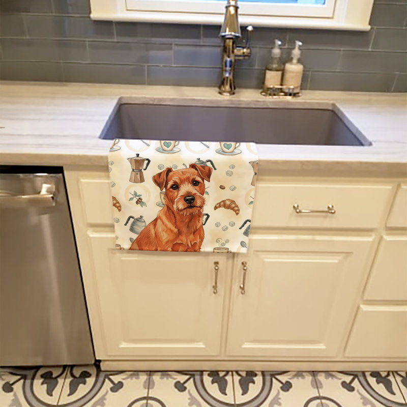 Serviette de cuisine Coffee Bar, Rouge Norfolk Terrier rouge