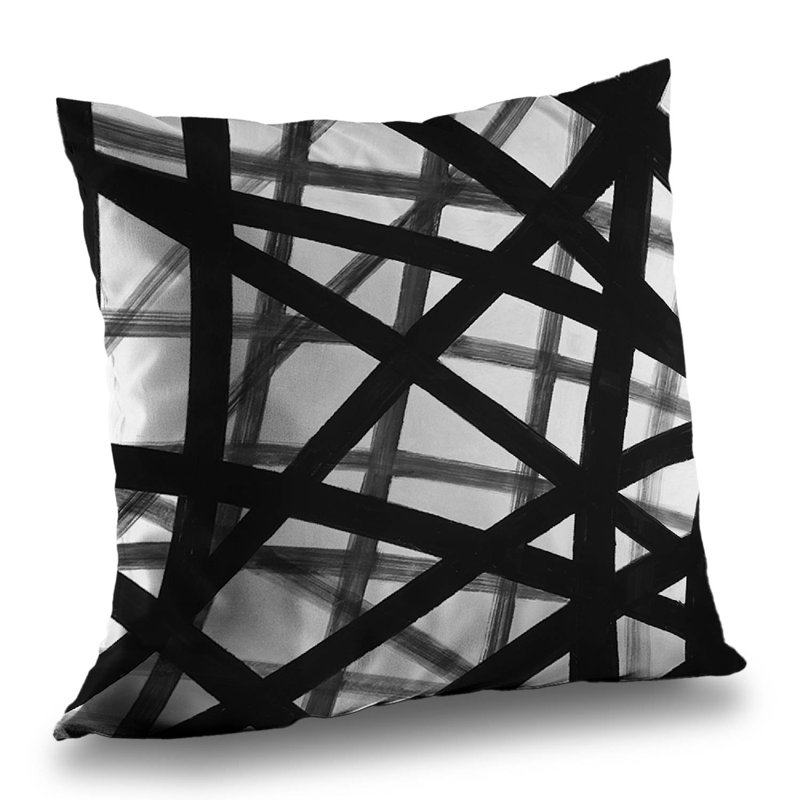 Abstract Bold Lines Throw Pillow - Contemporary – Poly Twill Throw Pillow with Insert, Double-Sided Print