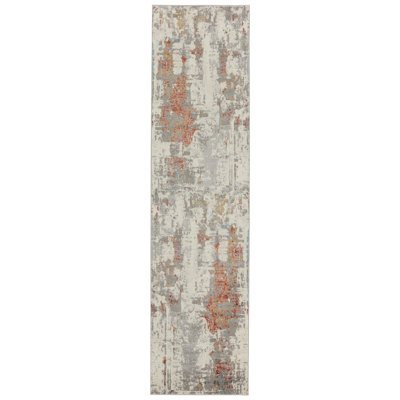 Tapis abstrait gris / rouge