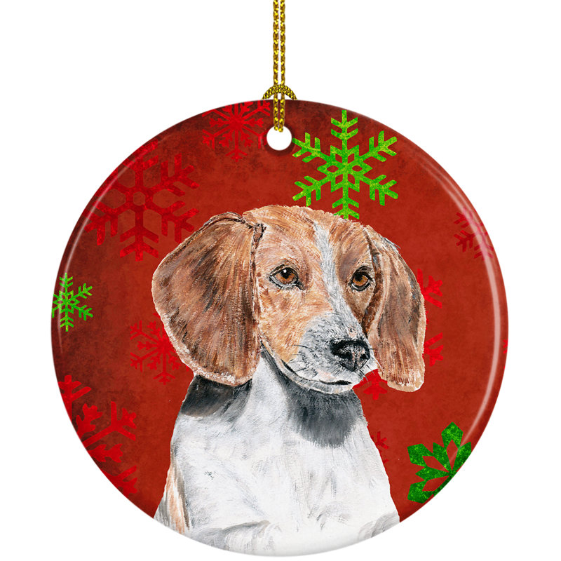 Ornement figurine suspendu en céramique pour les fêtes english foxhound