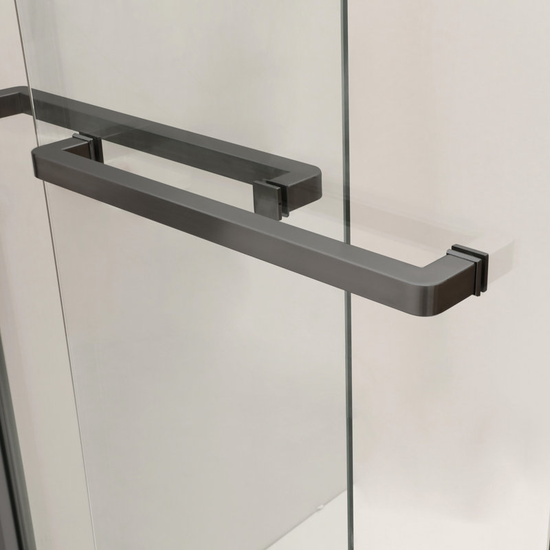 Matte Black Double Sliding Shower Enclosure, 48" X 76" - High Door With Tempered Glass And Trim W H Enclosure Modern Finish