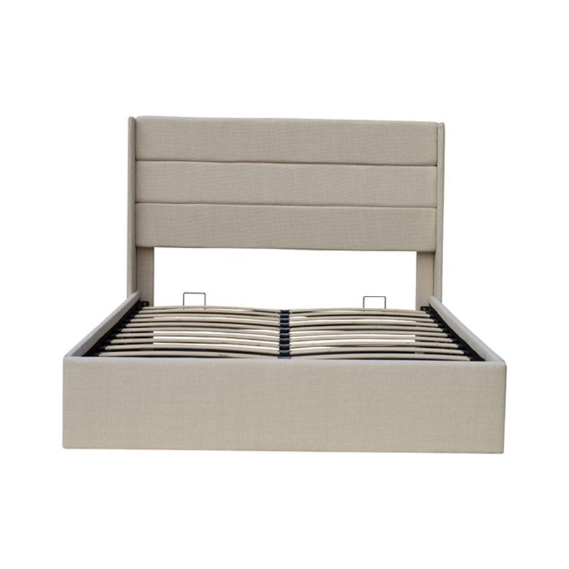 EASE Linen Pneumatic Lift Up Bed Frame Bed, Beige, Double (4'6)