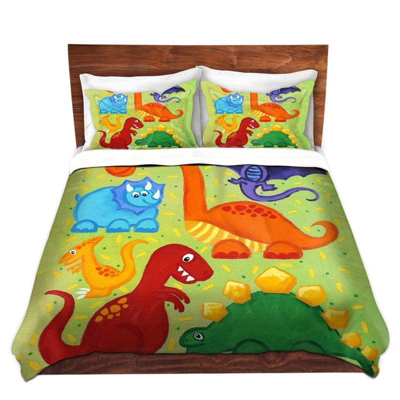 Ensemble de housse de couette dinosaur brouillé, 1 housse de couette grand + 2 taies standards