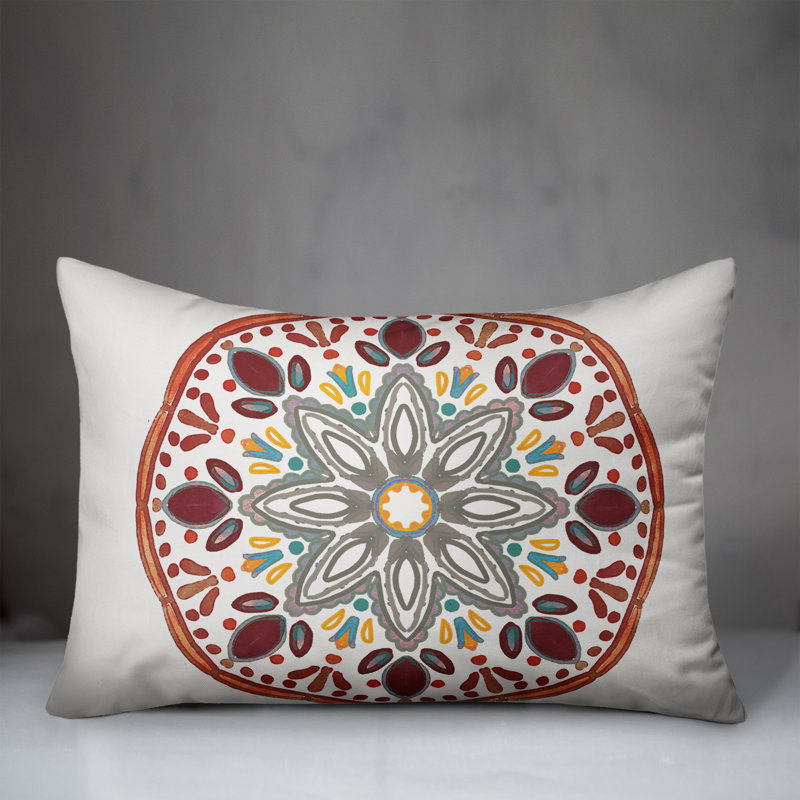 Floral Indoor/Outdoor Reversible Throw Pillow, Red, Floral 2