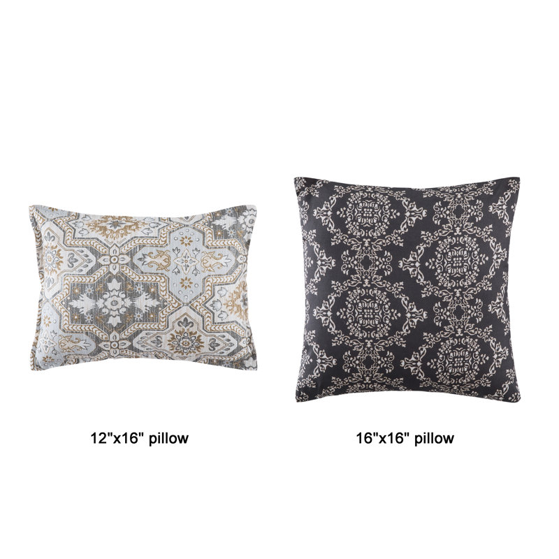 9 Piece Striped Bedspread Set, Floral Medallion