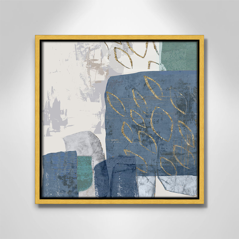 Shape of Formation II - Blue Square Version Print par Casa Fine Arts, H 13,5 po x l 13,5 po, Or
