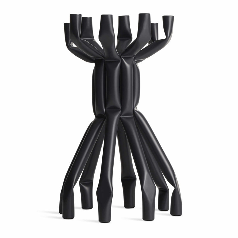 Nosferatube 17'' H Powder-coated Steel Tabletop Candelabra, Oblivion