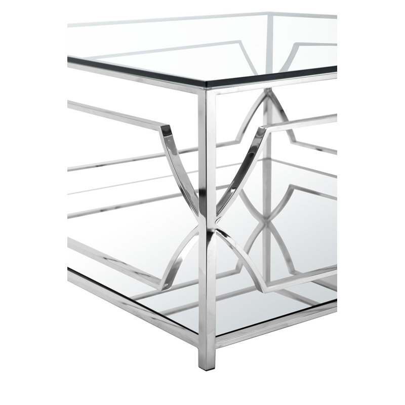 Edward Coffee Table, High Polish Steel