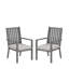 Ensemble de 2 chaises de patio en aluminium toutes saisons de 23 po avec coussins gris épais et structure grise