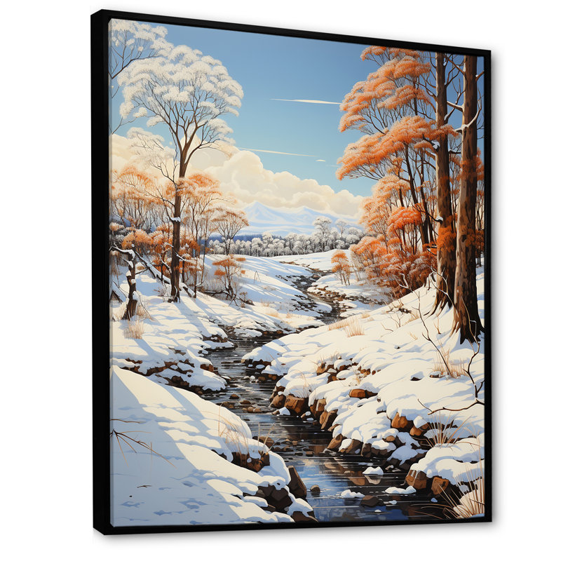 Snow Wonderland Pastoral - Imprimé, H 32 po x l 16 po x P 1 po, Cadre flottant noir
