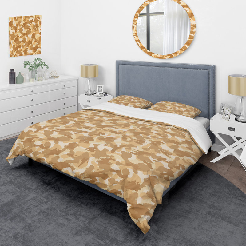 Yellow Desert Camouflage - Ensemble de housse de couette abstrait - Microfibre de polyester