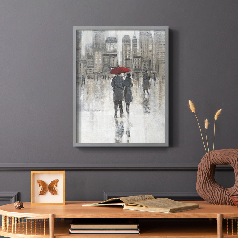 «Rain in The City I», reproduction encadrée - bois massif, Gris, H 10 po x l 8 po