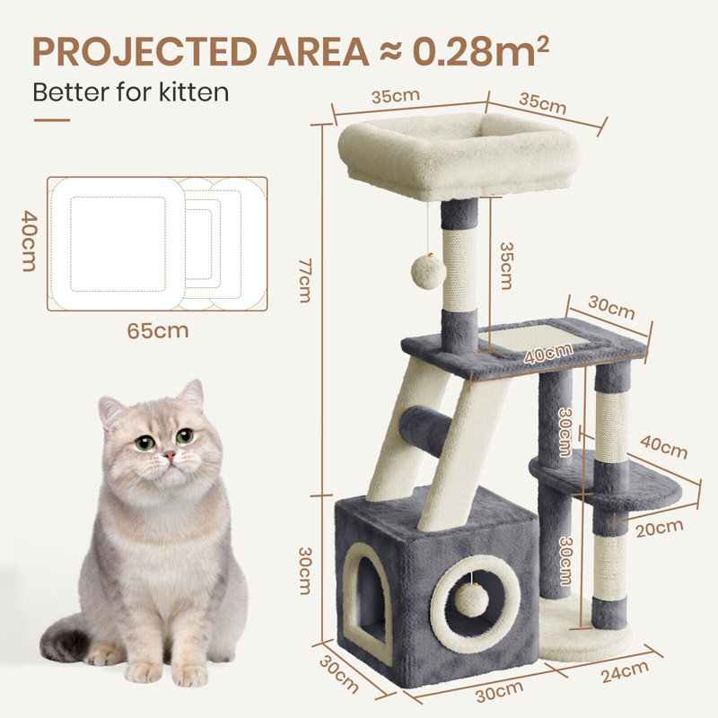 Amadahy 107cm H Cat Tree, Dark Grey