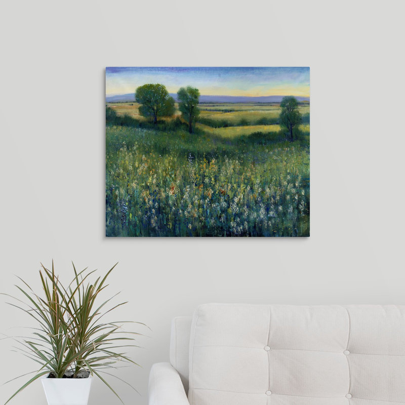 «Hillside in Bloom», peinture sur toile, Toile tendue, H 20 po x l 24 po x p 1,25 po