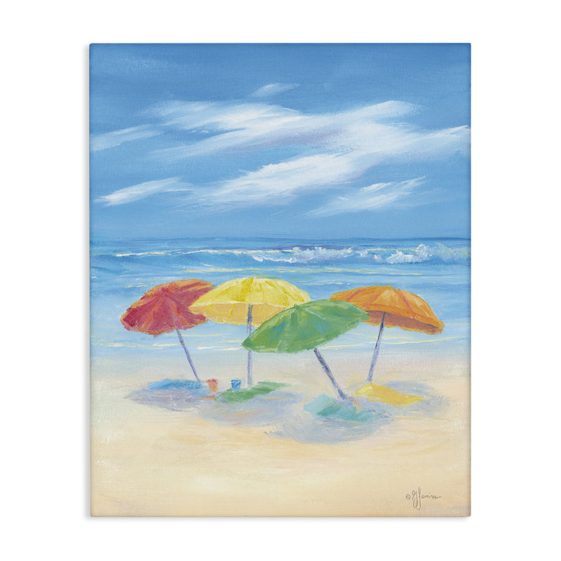 «Summer Seaside Umbrellas», art mural par Georgia Janisse, 40" H x 30" W
