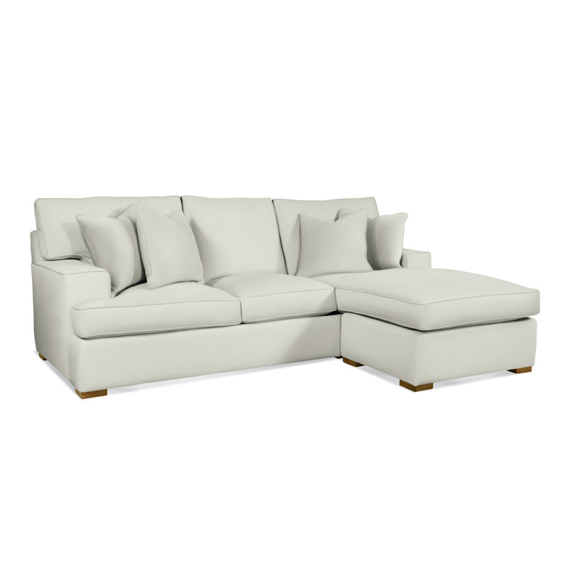 Sadie 97" Wide Reversible Sofa & Chaise with Ottoman, Havana Finish, Paprika Chenille; 0344-21