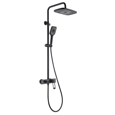 Brass Exposed Shower System with 11.81*7.48" Rainfall Shower Head, 3 Modes Hand Shower and Tub Faucet, 3 Function Bathroom Shower Faucet Set with Rough-in Valve