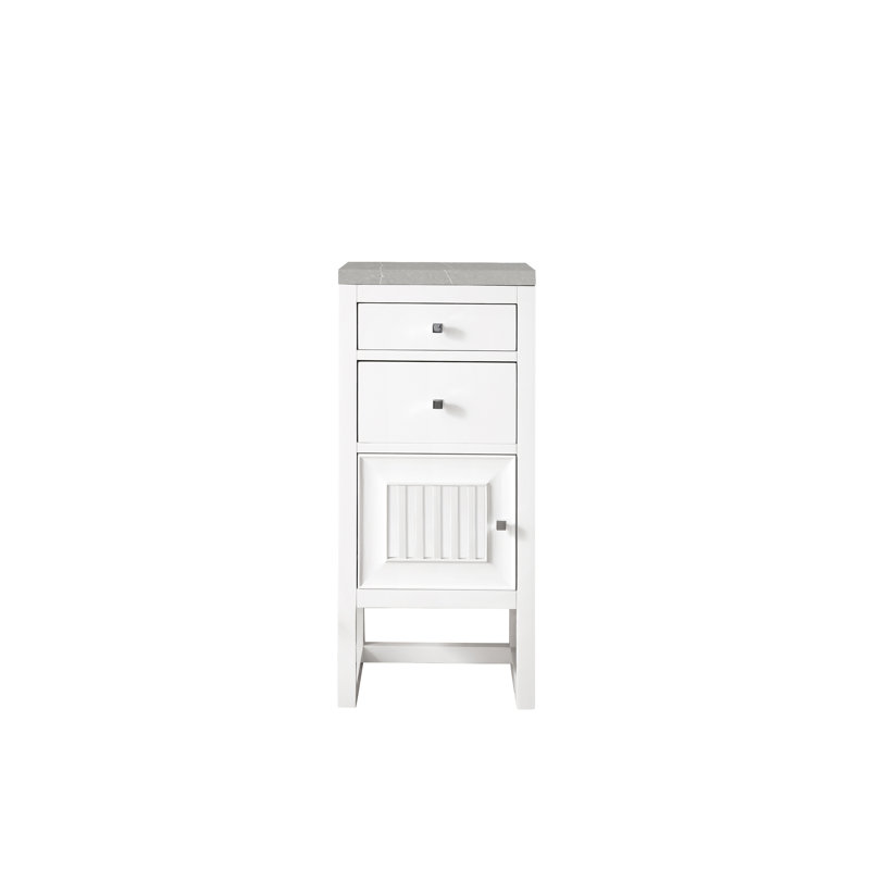 Athens 15" W Freestanding Bathroom Cabinet, Left Handed, Glossy White/Eternal Serena