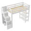 Lit mezzanine simple blanc avec tablettes, escalier de rangement, garde-robe et lumière DEL - Chambre d'enfant peu encombrante-1405520641