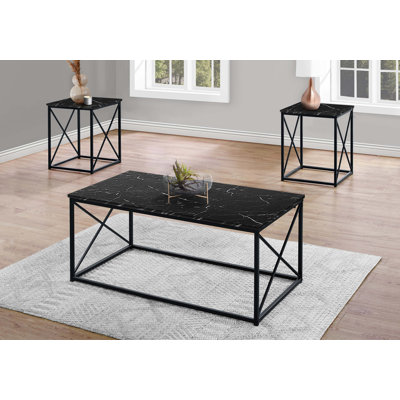 Ensemble de table de bout de 3 pièces en métal stratifié de style transitionnel, parfaite pour prendre le café ou comme décoration dans le salon