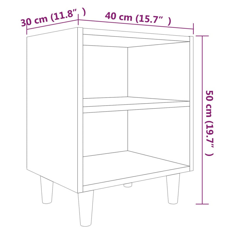 Southwell 40 cm W Bedside Table, Smoked Oak