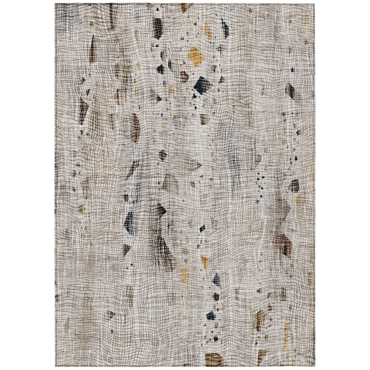 Machine Washable Indoor/Outdoor Xhevrie Linen Rug