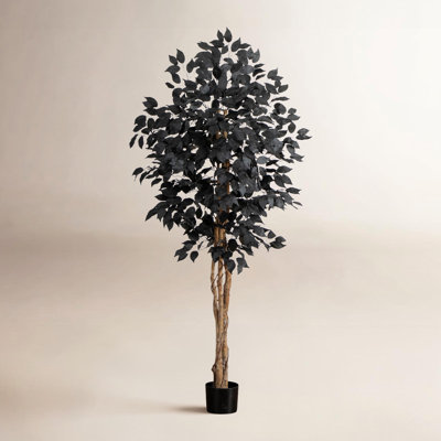 4Ft. Artificial Halloween Black Ficus Tree With Natural Trunk