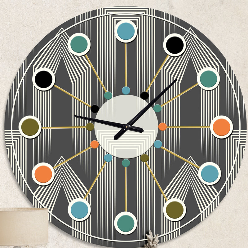 Horloge murale Mimimal Design noir et blanc III - Mid-Century, Moyenne