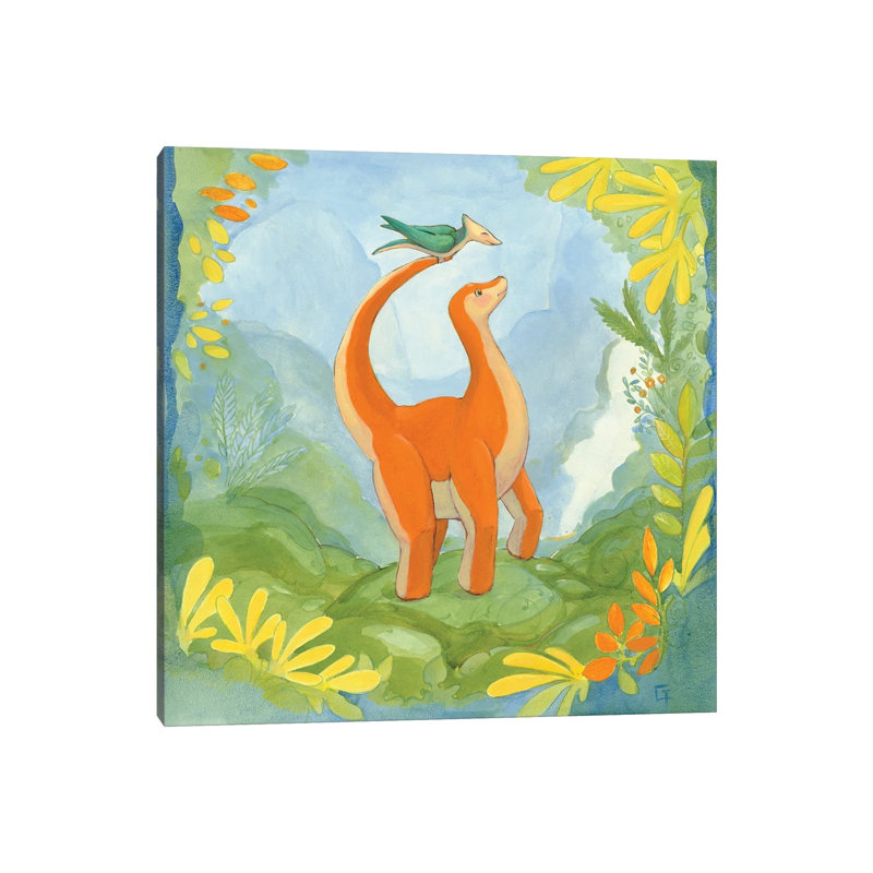 Cuddly Brontosaurus - Wrapped Canvas Painting, 45.72 cm H x 45.72 cm W x 3.175 cm D