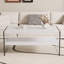 Double table basse rectangulaire. La surface du panneau est en panneau de fibres à densité moyenne avec des autocollants blancs et les deux côtés sont en verre trempé transparent. Convient au salon, à la chambre à coucher et à d'autres occasions.