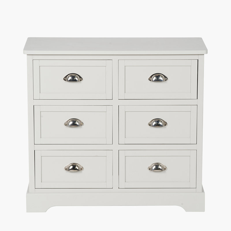 76cm W 6 - Drawer Chest of Drawers, Airy Linen/Silver