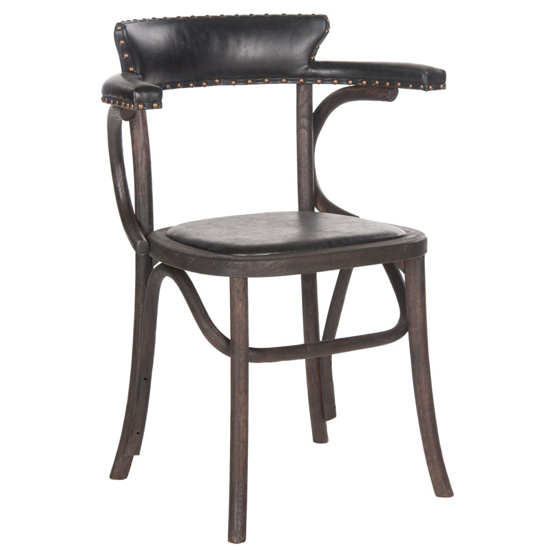 Pembrooke 19'' H Faux Leather Upholstered Oak Armchair