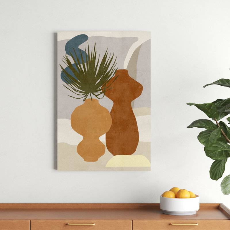 Vases décorés I, H 36 po x l 24 po, Non, Toile tendue