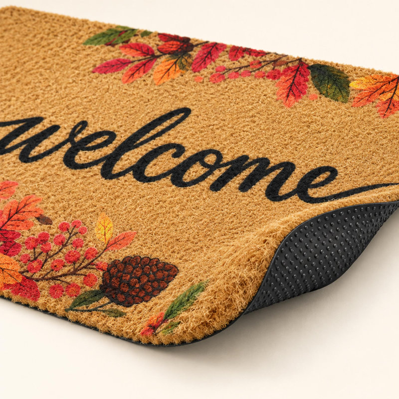 Tapis de porte de bienvenue à motif de feuilles d'automne avec dos antidérapant