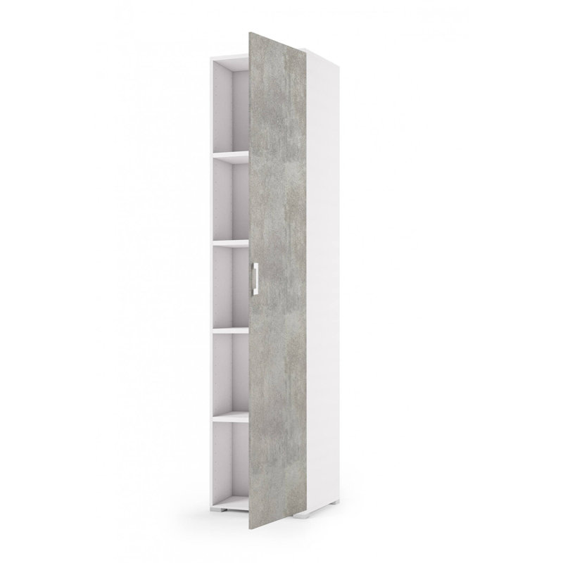 Gurubaksh 2 Door Manufactured Wood Wardrobe, Cement/White 