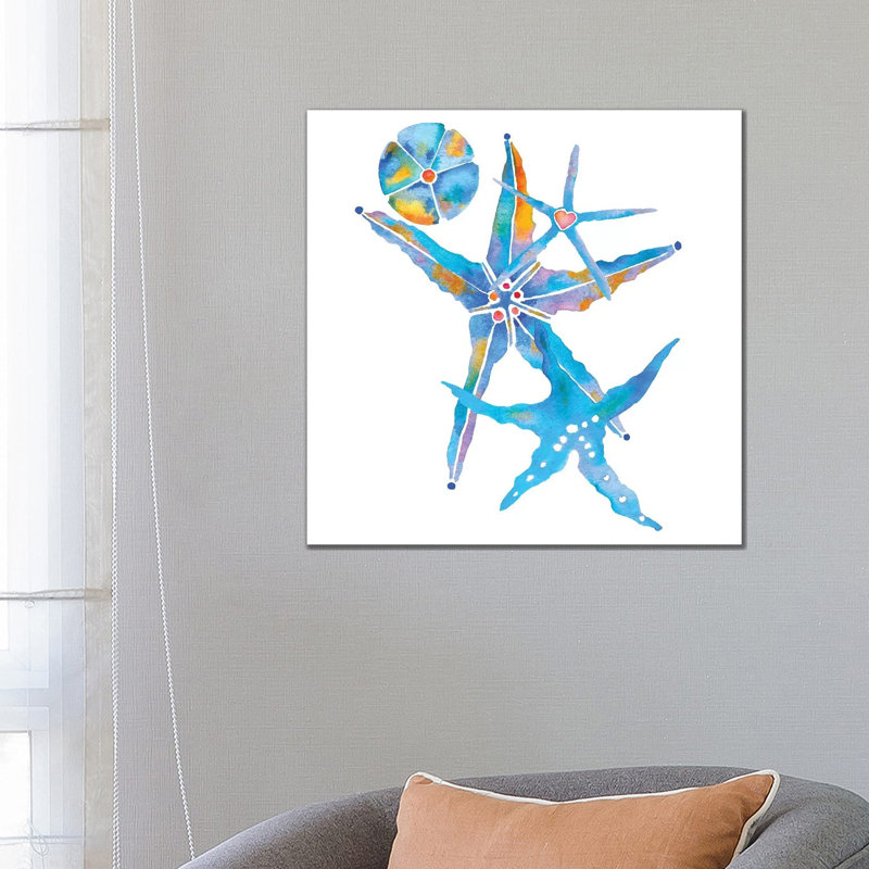 Three Starfish And A Sand Dollar by Jo Lynch - Wrapped Canvas Gallery-Wrapped Canvas Giclée, 66.04cm H x 66.04cm W