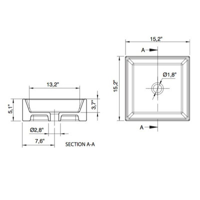 Lavabo de salle de bain vasque rectangulaire en céramique Teorema