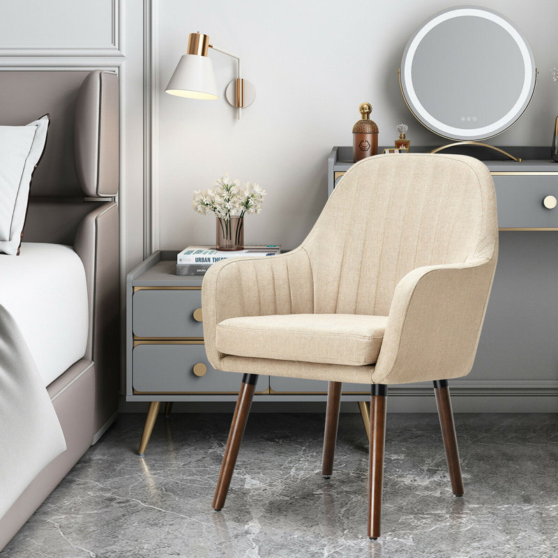 Fauteuil capitonné large de 24,5 po Salamanca, Lin beige