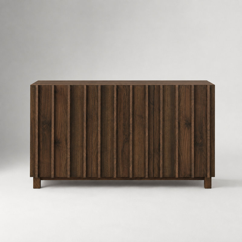 Buffet avec portes cannelées verticales Araminta, Noyer