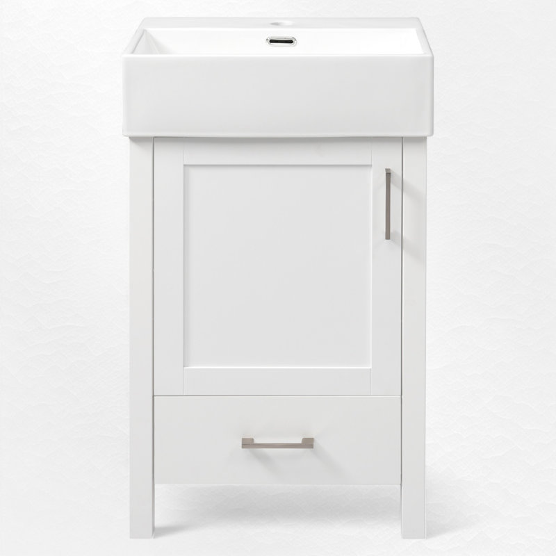 20" Single Bathroom Vanity With Ceramic Top, White