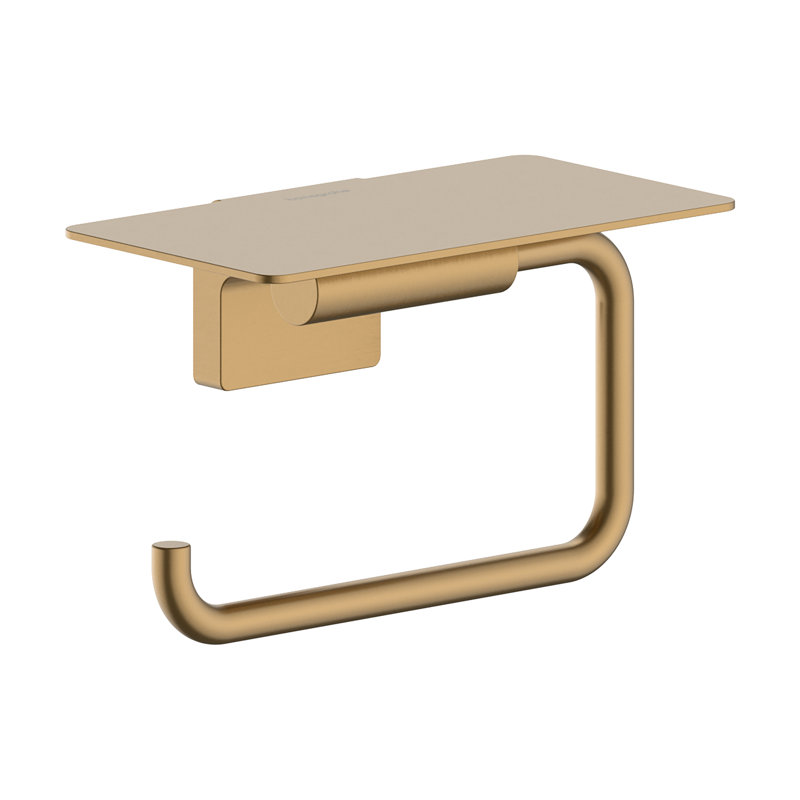 Porte-papier hygiénique avec tablette en bronze brossé hansgrohe AddStoris S, Bronze
